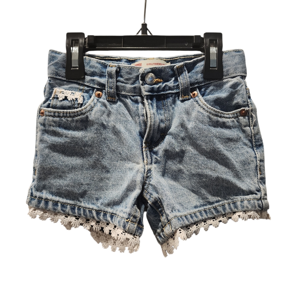 Levi's Kids Blue Denim Shorts with Lace Trim